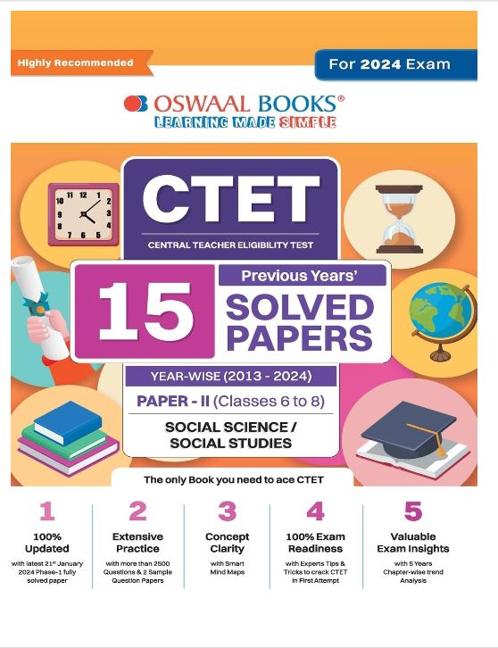 Oswaal CTET (Central Teachers Eligibility Test) Paper-II Classes 6 - 8 15 Year's Solved Papers Social Science and Studies Yearwise 2013 - 2024